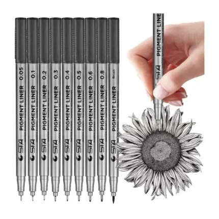 MISULOVE Micro-Pen Fineliner Ink Pens - Precision Multiliner Fine Point Drawing Pens for Artist Illustration, Sketching, Technical Drawing, Manga, Bullet Journaling, Scrapbooking(9 Size/Black)